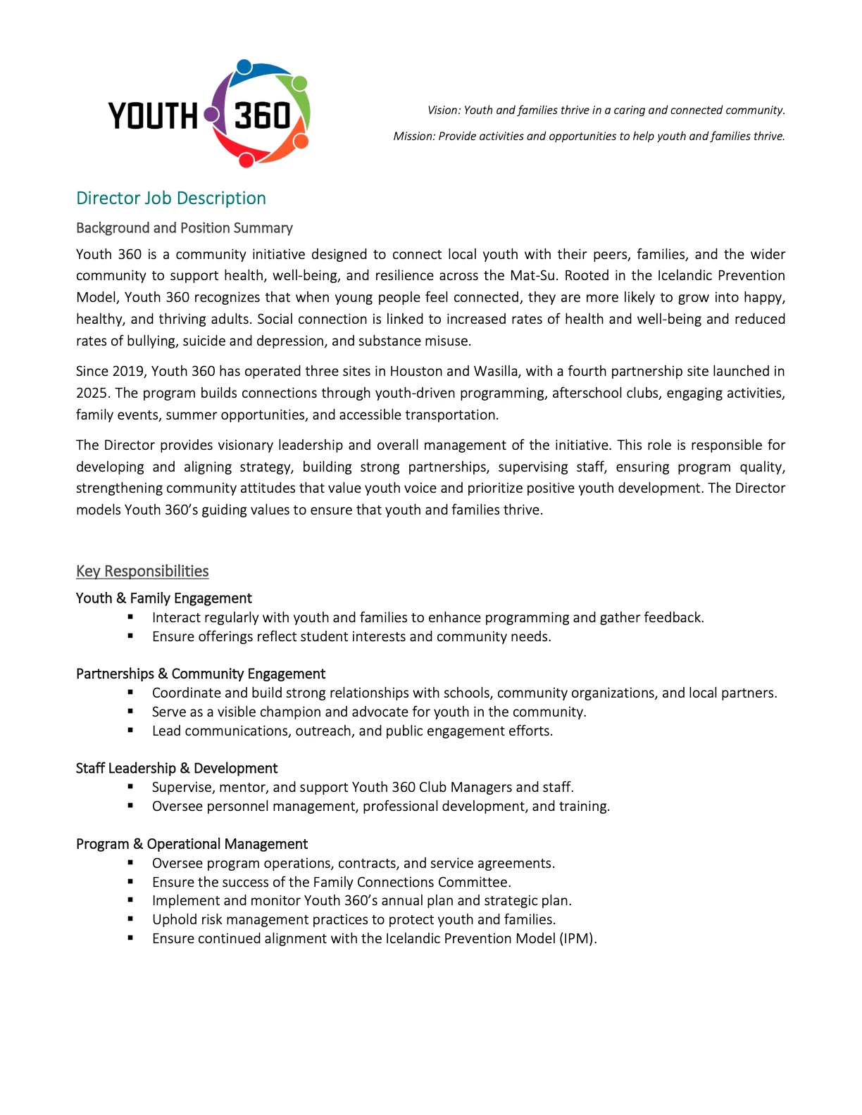 Youth 360 Director Job Description 2025 1
